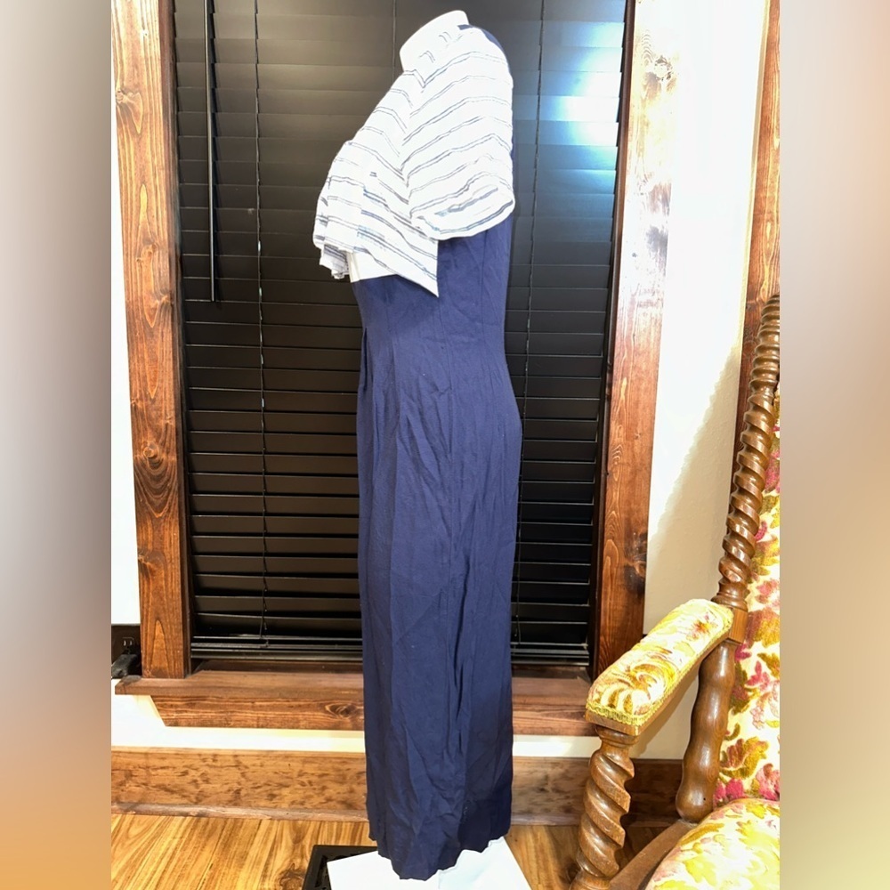Vintage Brioche Navy and White Striped Pencil Skirt Dress - Picture 4 of 7